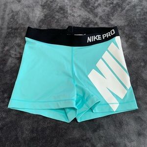 Nike Pro Athletic Shorts - Aqua and Black